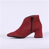 Wonders V Cut Pointed Block Heel Boot - Red Suede